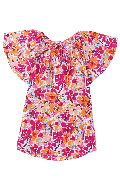 Flutter Sleeves Floral Print Top