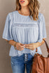 Flutter Sleeves Sheer Textured Babydoll Top
