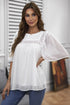 Flutter Sleeves Sheer Textured Babydoll Top