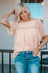 Flutter Sleeves Sheer Textured Babydoll Top