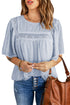 Flutter Sleeves Sheer Textured Babydoll Top