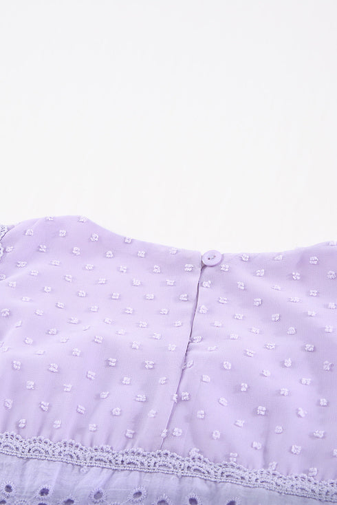 Flutter Sleeves Sheer Textured Babydoll Top