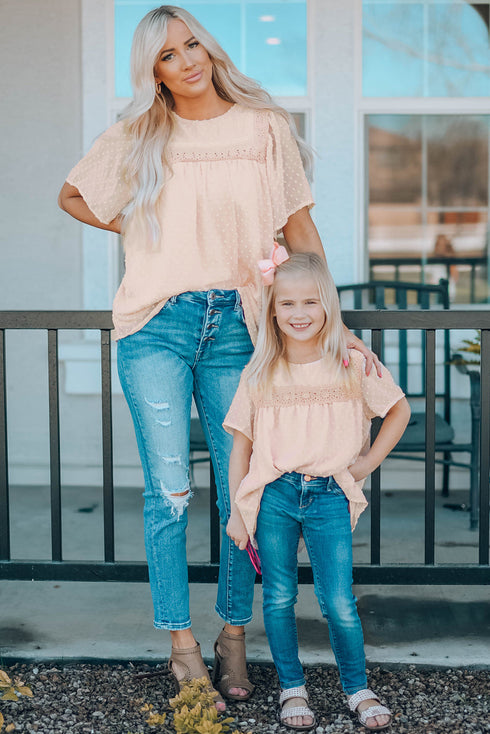 Flutter Sleeves Sheer Textured Babydoll Top