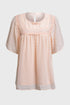 Flutter Sleeves Sheer Textured Babydoll Top