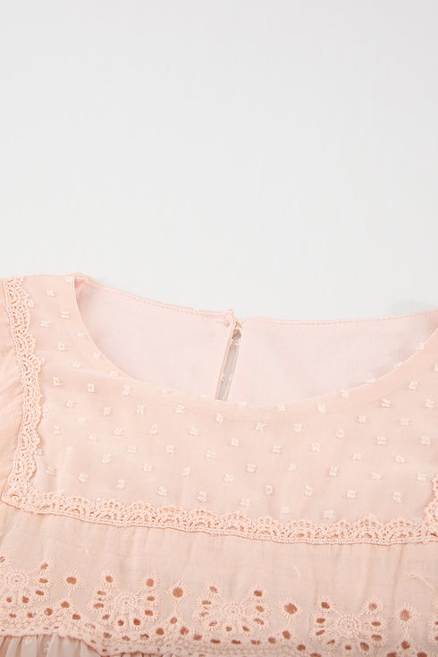 Flutter Sleeves Sheer Textured Babydoll Top