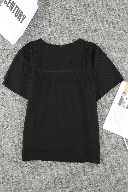 Flutter Sleeves Sheer Textured Babydoll Top