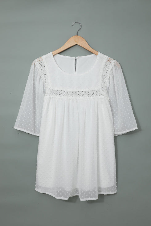 Flutter Sleeves Sheer Textured Babydoll Top