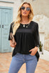 Flutter Sleeves Sheer Textured Babydoll Top