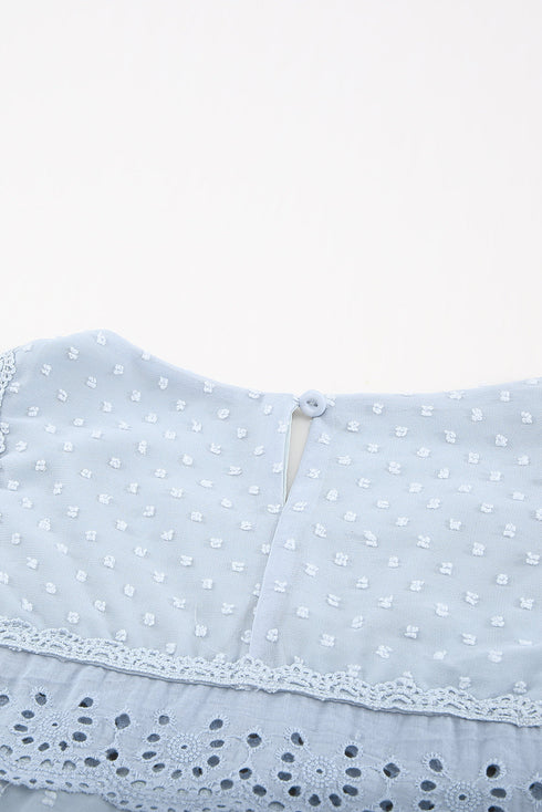 Flutter Sleeves Sheer Textured Babydoll Top