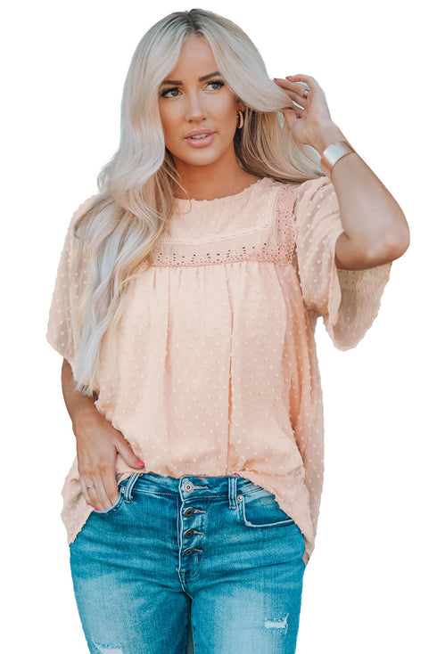Flutter Sleeves Sheer Textured Babydoll Top