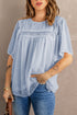 Flutter Sleeves Sheer Textured Babydoll Top