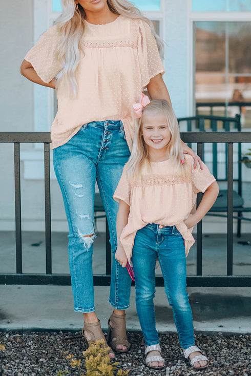 Flutter Sleeves Sheer Textured Babydoll Top