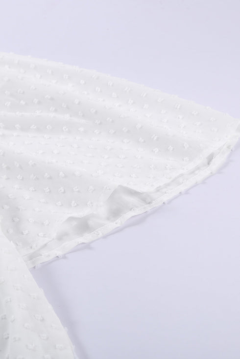 Flutter Sleeves Sheer Textured Babydoll Top