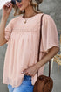Flutter Sleeves Sheer Textured Babydoll Top