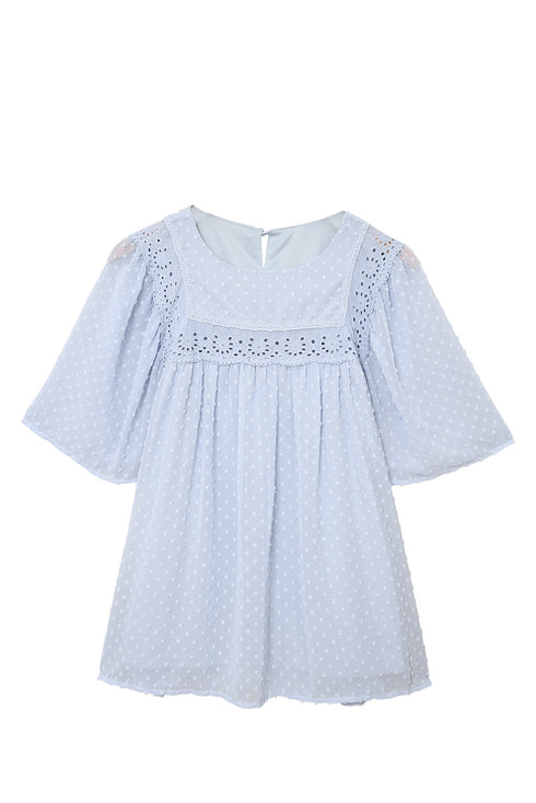 Flutter Sleeves Sheer Textured Babydoll Top