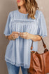 Flutter Sleeves Sheer Textured Babydoll Top