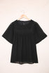 Flutter Sleeves Sheer Textured Babydoll Top