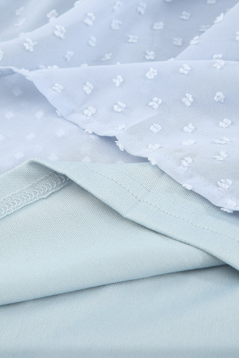 Flutter Sleeves Sheer Textured Babydoll Top