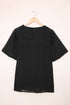 Flutter Sleeves Sheer Textured Babydoll Top
