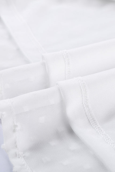 Flutter Sleeves Sheer Textured Babydoll Top