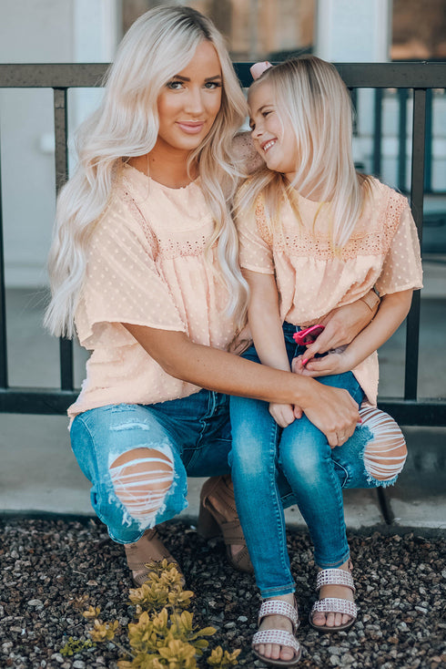 Flutter Sleeves Sheer Textured Babydoll Top