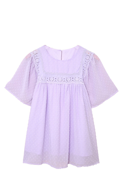 Flutter Sleeves Sheer Textured Babydoll Top