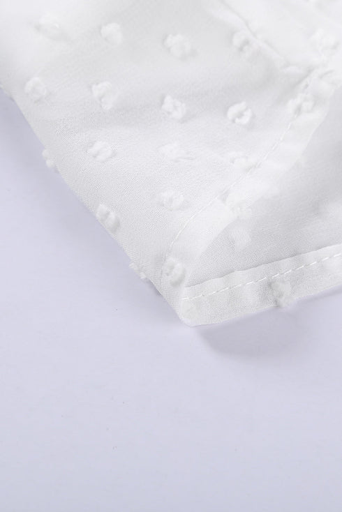 Flutter Sleeves Sheer Textured Babydoll Top