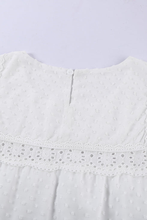 Flutter Sleeves Sheer Textured Babydoll Top