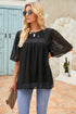 Flutter Sleeves Sheer Textured Babydoll Top