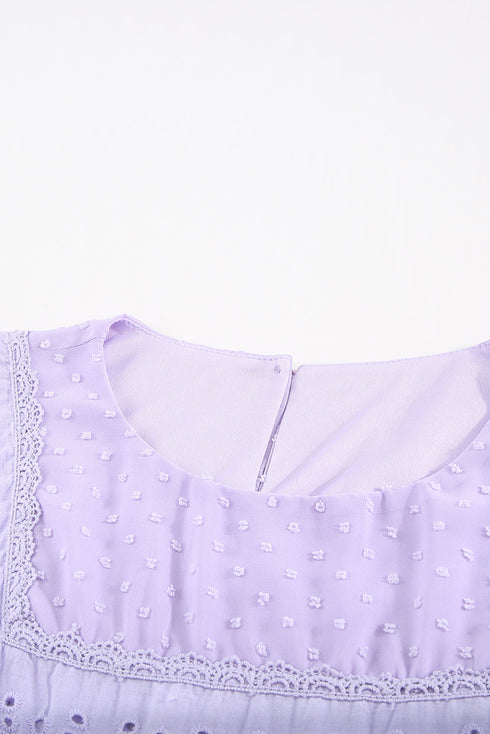 Flutter Sleeves Sheer Textured Babydoll Top