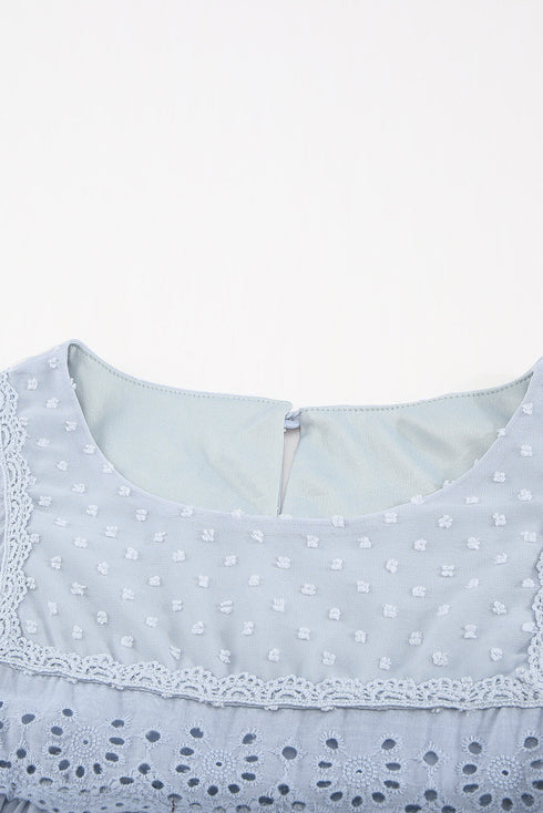 Flutter Sleeves Sheer Textured Babydoll Top