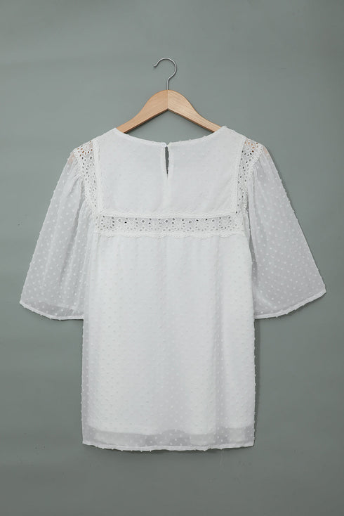 Flutter Sleeves Sheer Textured Babydoll Top