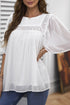 Flutter Sleeves Sheer Textured Babydoll Top