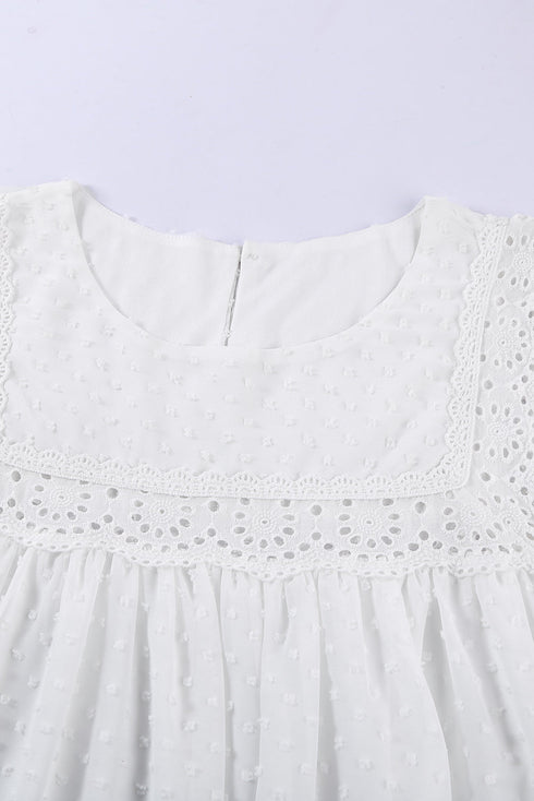 Flutter Sleeves Sheer Textured Babydoll Top