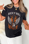 Fly High Rock Guitar Wings Statement Slogan Graphic Tee Shirt