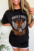 Fly High Rock Guitar Wings Statement Slogan Graphic Tee Shirt
