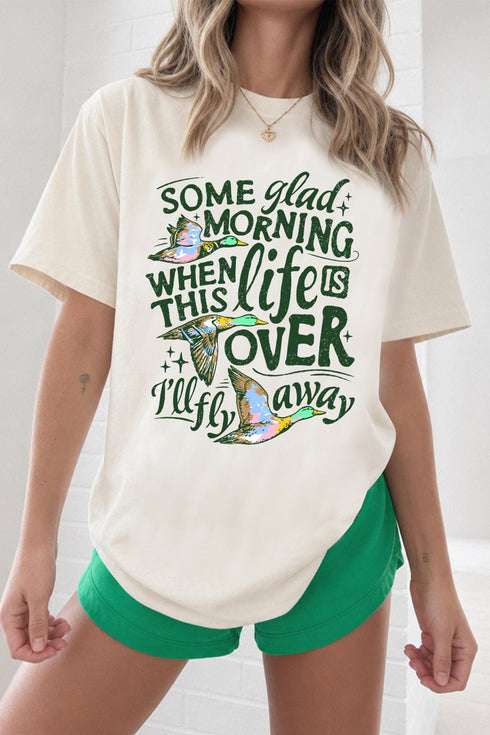Flying Mallard Life Slogan Relaxed Graphic T Shirt