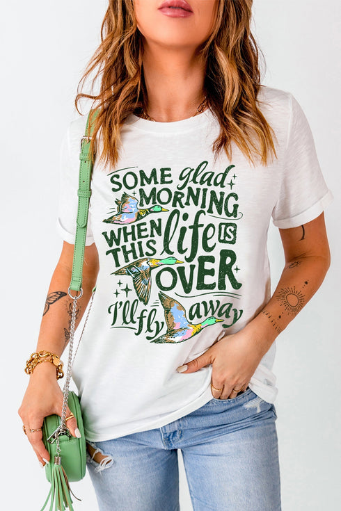 Flying Mallard Life Slogan Relaxed Graphic T Shirt