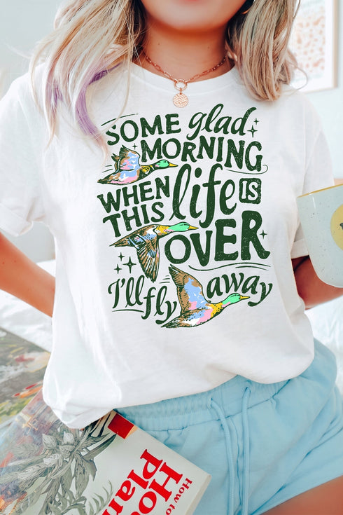 Flying Mallard Life Slogan Relaxed Graphic T Shirt