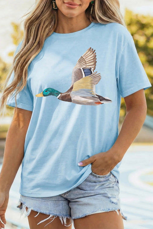 Flying Mallard Print Western Outdoor Casual Graphic Tee