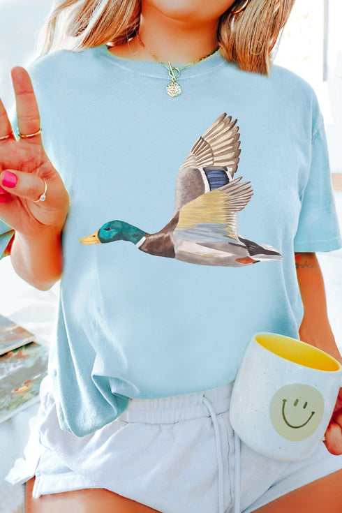 Flying Mallard Print Western Outdoor Casual Graphic Tee