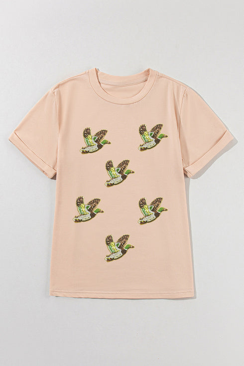 Flying Mallard Sequin Patch Crewneck Graphic Tee
