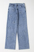 Foiled Star Patchwork Western Wide Leg Loose Jeans