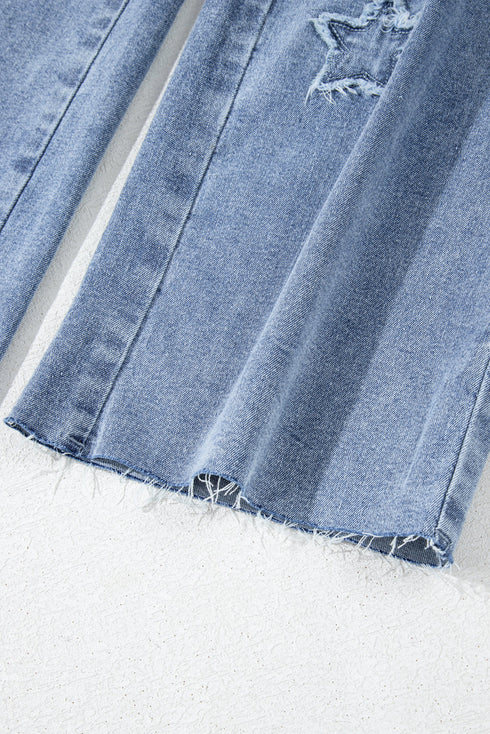 Foiled Star Patchwork Western Wide Leg Loose Jeans