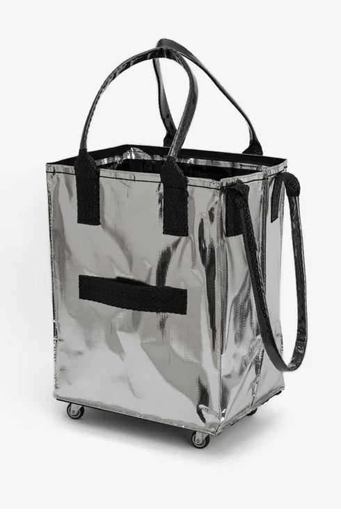 Foldable Woven Rolling Grocery Utility Shopping Tote Bag