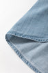 Folded Short Sleeve Patched Pocket Solid Denim Shirt