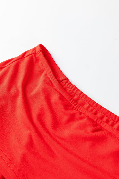 Foldover Off Shoulder Long Sleeve Stretch Viscose Fitted Top