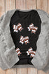 Football Bow Graphic Print Short Sleeve Crew Neck Tee