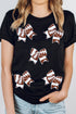 Football Bow Graphic Print Short Sleeve Crew Neck Tee