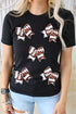 Football Bow Graphic Print Short Sleeve Crew Neck Tee